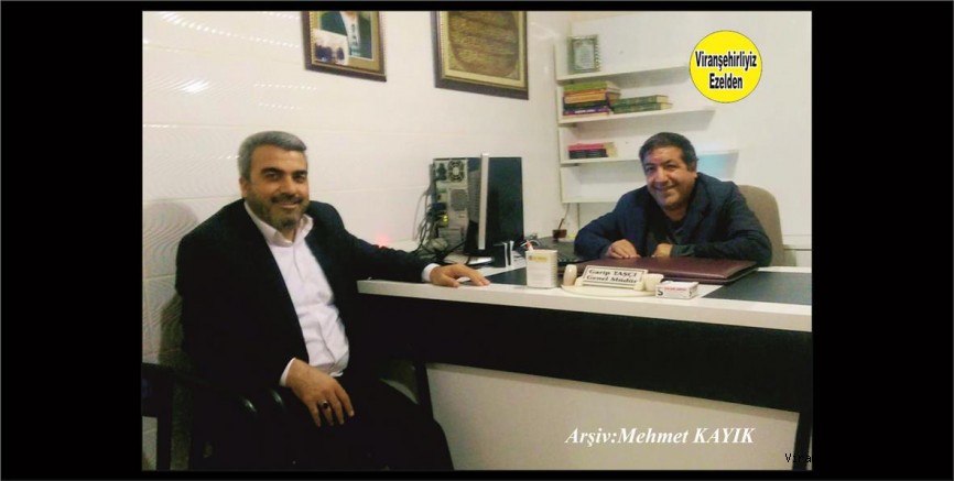 Ak Parti Viranşehir İlçe başkanı Ali Tekin ve Viranşehir FM Radyo Genel Yayın Yönetmeni Garip Taşçı