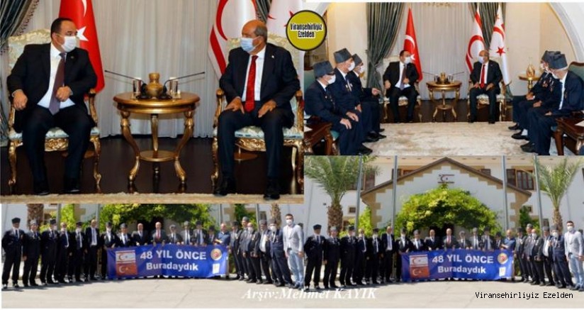 Cumhurbaşkanı Ersin Tatar, Şanlıurfa Viranşehir Gazi Derneği’nden gelen Kıbrıs gazilerini kabul etti