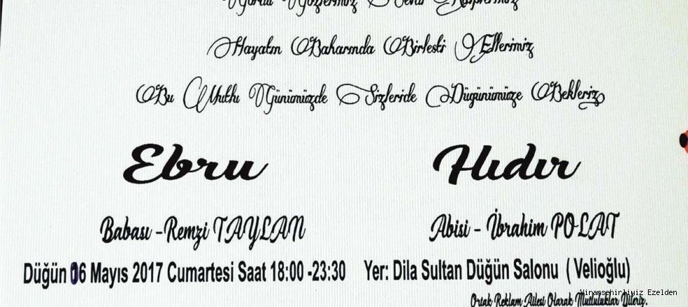 Ebru & Hıdır Polat Çiftine Mutluluklar Diliyoruz.