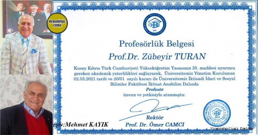 Hemşehrimiz Viranşehir Lisesi Mezunlarından Sevilen Güzel İnsan Profesör Doktor Zübeyir Turan Hocamız