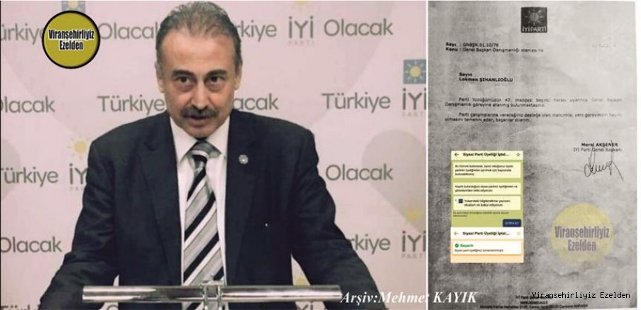 İYİ PARTİ GENEL BAŞKANI MERAL AKŞENER’in DANIŞMANI ARAŞTIRMACI YAZAR LOKMAN ŞIHANLIOĞLU İYİ PARTİDEN İSTİFA ETTİ..!