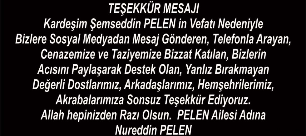 TEŞEKKÜR MESAJI
