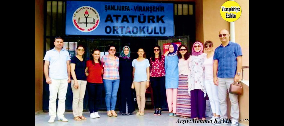 Viranşehir Atatürk Ortaokulu Müdürü Soner Korkmaz ve Tayini çıkan öğretmenleri
