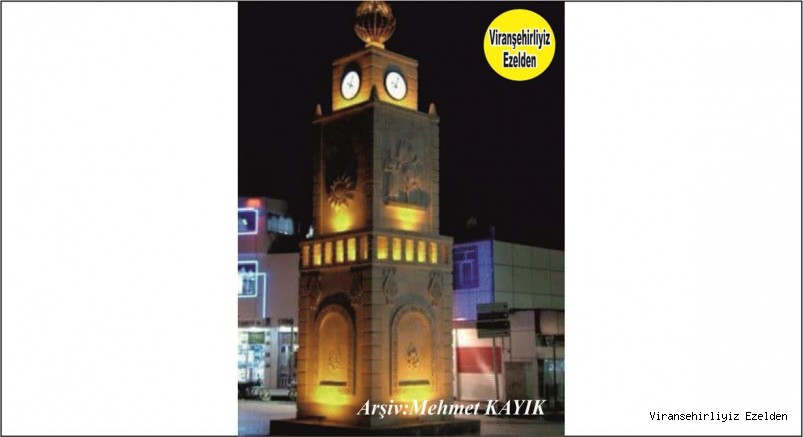 Viranşehir Cumhuriyet Meydanı Saat Kulesinin Gece Görüntüsü