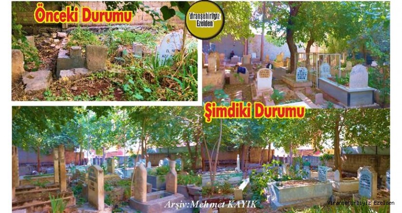 VİRANŞEHİR KIŞLA CAMİSİ MEZARLIĞI BELEDİYE BAŞKANLIĞI TALİMATI İLE TEMİZLENDİ