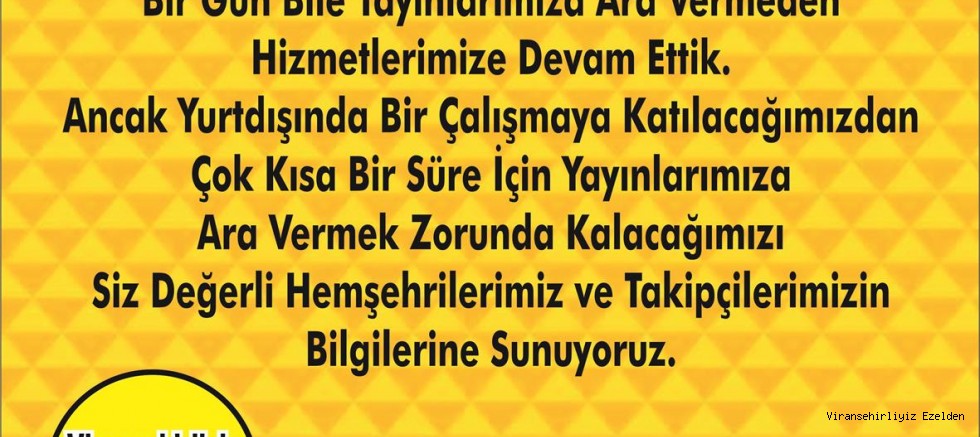 Yayınlarımıza Bir Süre Ara vermek Zorunda Kaldık Anlayışınızı bekliyoruz.